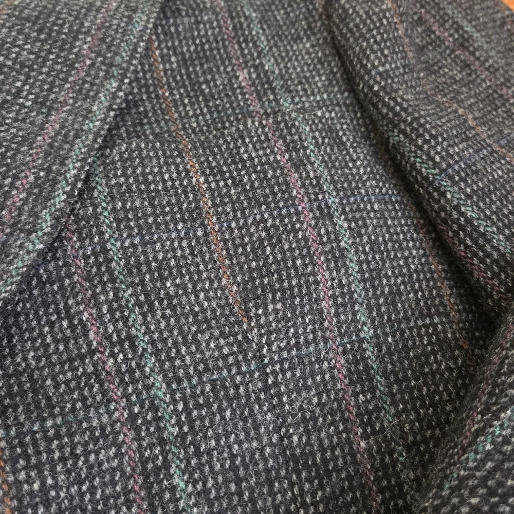 VTG 70s Centura The Broadway Wool Gray Houndstooth Blazer Sport Coat Jacket, 42R